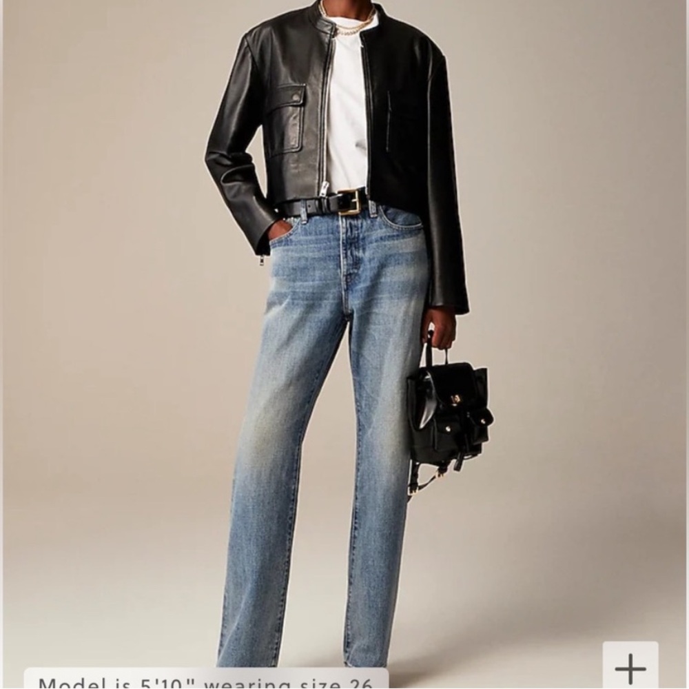 J Crew mid-rise slouchy straight jean in 1984 rigid, Petite 27 (RUN BIG)